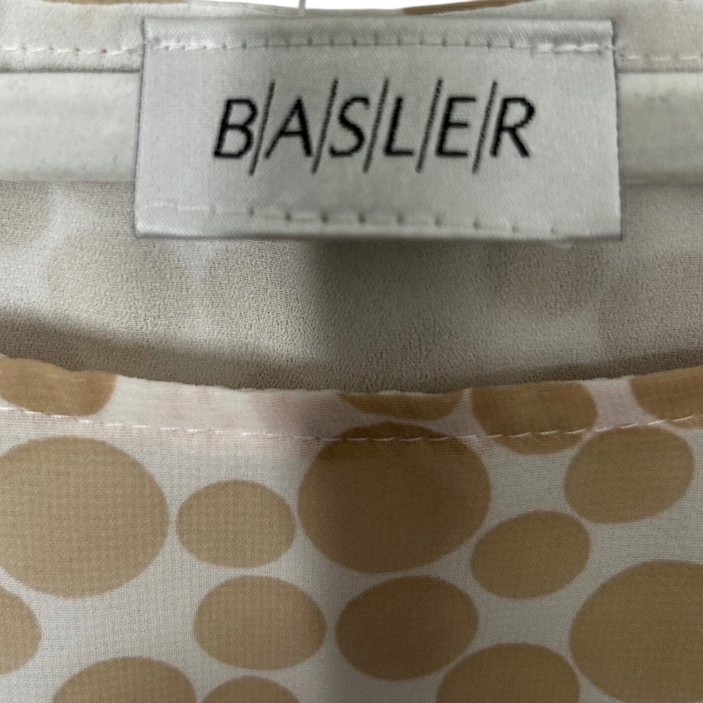 BASLER Sleeveless Blouse White with Tan Polka Dots Women's Size 44‎ - Picture 3 of 5